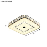Square Flush Ceiling Light - Modern Rectangle-Cut Crystal Led Black Fixture For Living Room