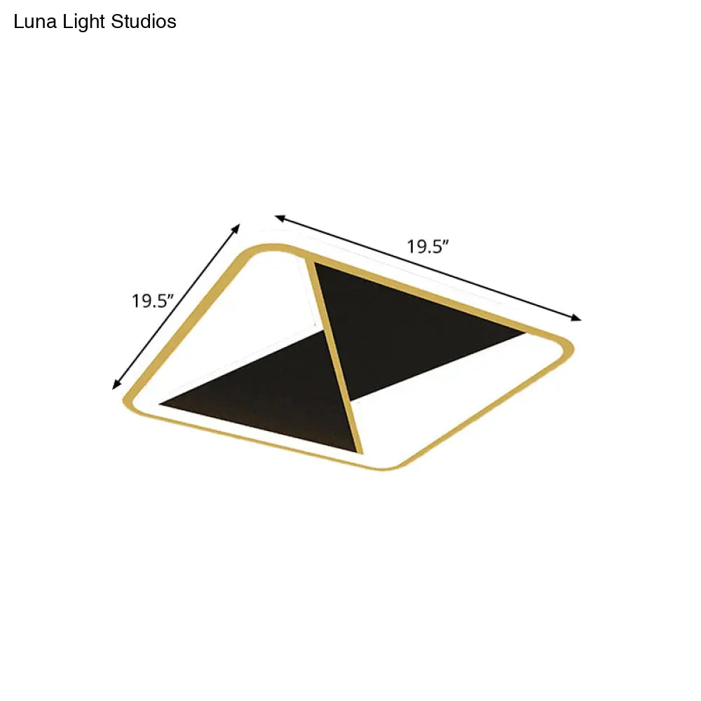 Square Flush Mount Metal Led Ceiling Light Fixture In Gold 16’/19.5’ Wide - Simplicity Combined