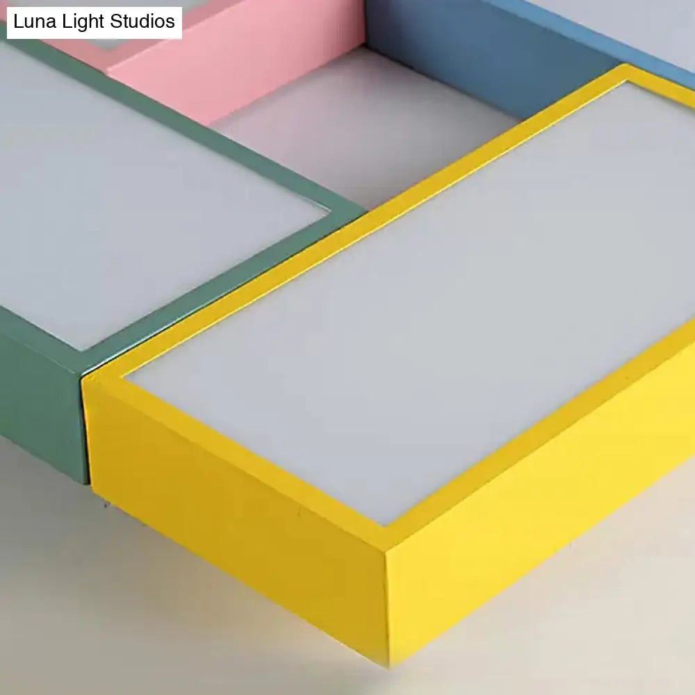 Square Game Room Ceiling Mount Light: Acrylic Macaron Loft Led Lamp