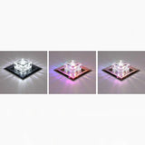 Square Led Crystal Ceiling Light - Modern Flushmount For Hallways Black / Rgb And White Color