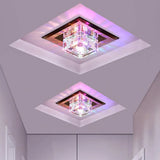 Square Led Crystal Ceiling Light - Modern Flushmount For Hallways Tan / Rgb And White Color