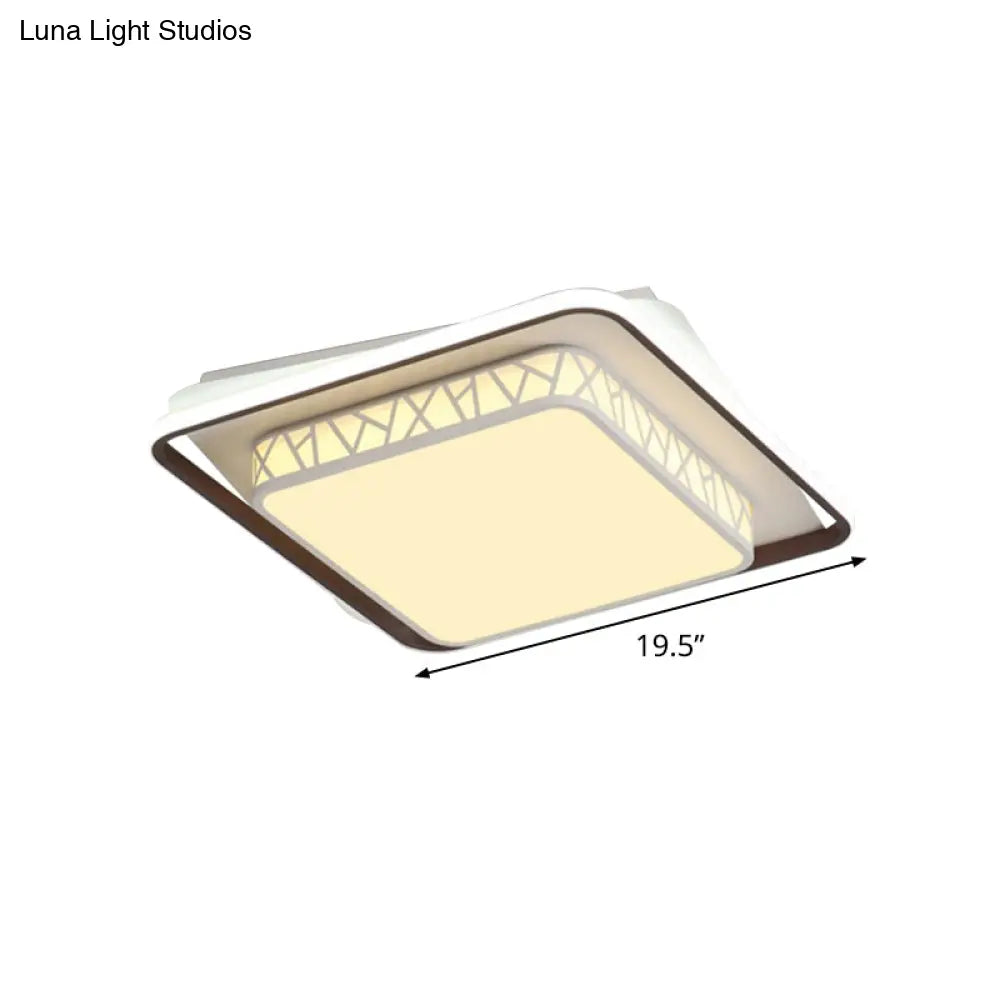 Square Led Flush Mount Lighting: Contemporary Acrylic Ceiling Light For Bedroom