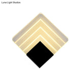Square Led Wall Sconce - 5.5/8 Width Acrylic Light Aged Silver/Black Finish