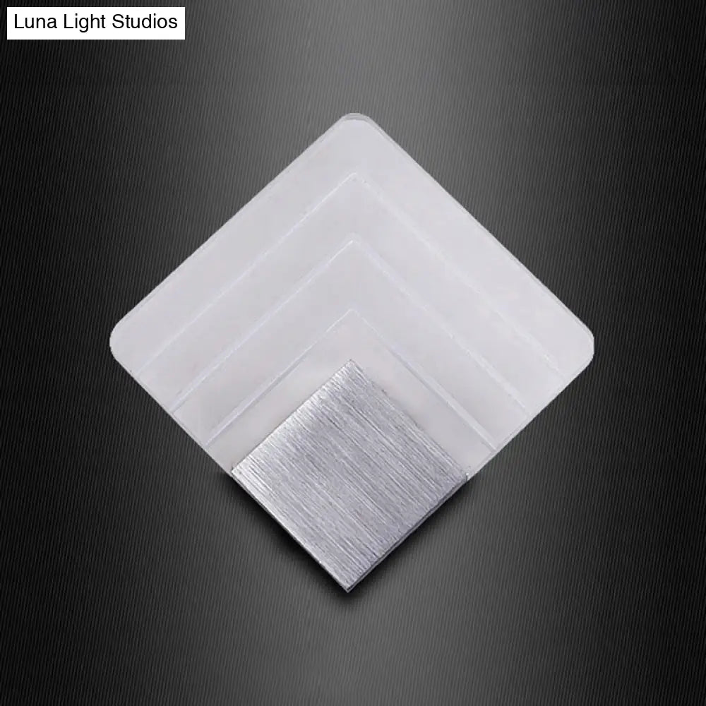 Square Led Wall Sconce - 5.5/8 Width Acrylic Light Aged Silver/Black Finish