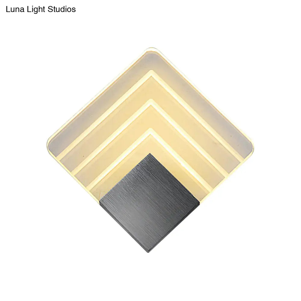 Square Led Wall Sconce - 5.5/8 Width Acrylic Light Aged Silver/Black Finish