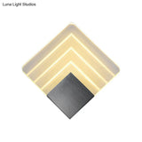Square Led Wall Sconce - 5.5/8 Width Acrylic Light Aged Silver/Black Finish