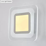 Square Led Wall Sconce - Simple White Acrylic Light For Stairway