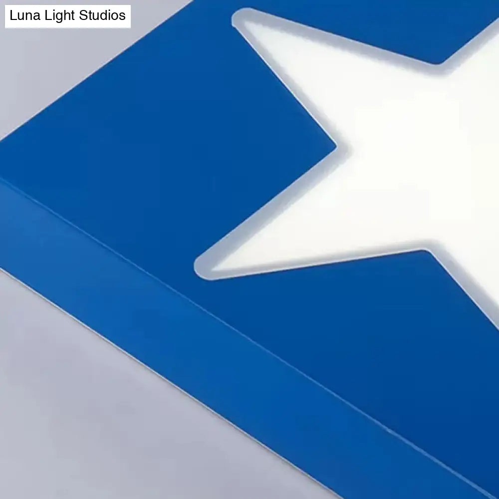 Square Metal Flush Ceiling Light With Star Design - Modern Lighting For Kid’s Bedroom