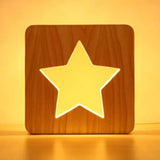 Square Study Room Desk Lamp - Star Wood Modern Stylish Design (Beige)