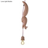 Squirrel And Pinecone Pendant Lamp: Resin Hanging Light Fixture - 1 Head Dining Room Decor