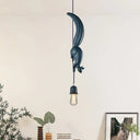 Squirrel Tracking Pinecone Ceiling Light For Kids With Resin Drop Pendant - White/Black/Brown Black