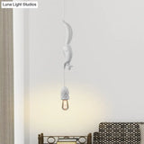 Squirrel Tracking Pinecone Ceiling Light For Kids With Resin Drop Pendant - White/Black/Brown