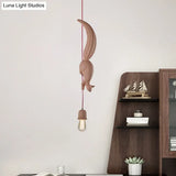 Squirrel Tracking Pinecone Ceiling Light For Kids With Resin Drop Pendant - White/Black/Brown