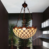 Stained Glass Beaded Chandelier - Baroque Design White 2/3 Lights Suspended Corridor Lighting 3 /