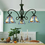 Stained Glass Chandelier Pendant For Traditional Dining Rooms 3 / Blue