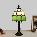 Stained Glass Dome Night Light - Artistic Mission Style Beige/Yellow/Orange Grid Pattern Ideal