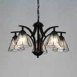 Stained Glass Leaf Chandelier With Adjustable Chain And Blue/Green Pendant Blue