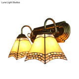 Stained Glass Mission Wall Sconce With Adjustable Gooseneck Lights