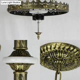Stained Glass Pendant Lamp - Adjustable Chain 3 Lights Brass