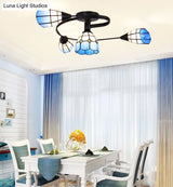 Stained Glass Tiffany Flower Ceiling Light: Semi Flush Mount For Living Room