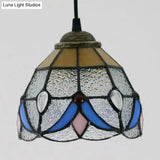 Stained Glass Tiffany Mini Pendant Light - Black Finish