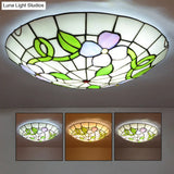 Stained Glass Tiffany - Style Flower Flush Mount Ceiling Light