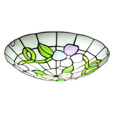 Stained Glass Tiffany - Style Flower Flush Mount Ceiling Light Green / 12’