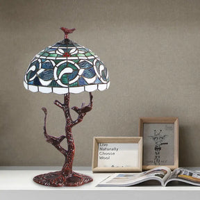 Stained Glass Tiffany Style Table Light - Kapok Pattern Night Lamp With Tree Design Coffee