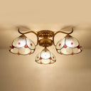 Stained Glass Vintage Ceiling Light - 3-Light Semi Flushmount In
