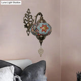 Stained Glass Wall Light With Moroccan Sphere Design - Vibrant Yellow/Orange/Green Perfect For