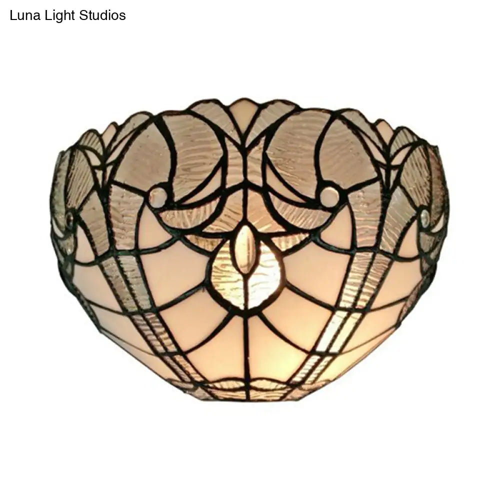 Stained Glass Wall Sconce: Traditional Bowl Design | 1 Head Mini Lighting For Living Room