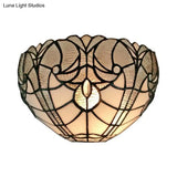 Stained Glass Wall Sconce: Traditional Bowl Design | 1 Head Mini Lighting For Living Room