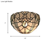 Stained Glass Wall Sconce: Traditional Bowl Design | 1 Head Mini Lighting For Living Room