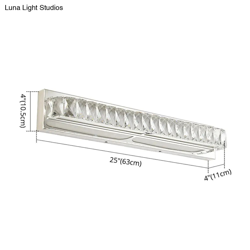 Stainless Steel Bathroom Vanity Sconces With Crystal Embedded Mirror Lights