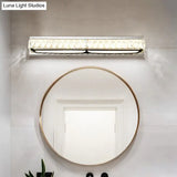 Stainless Steel Bathroom Vanity Sconces With Crystal Embedded Mirror Lights