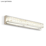 Stainless Steel Bathroom Vanity Sconces With Crystal Embedded Mirror Lights