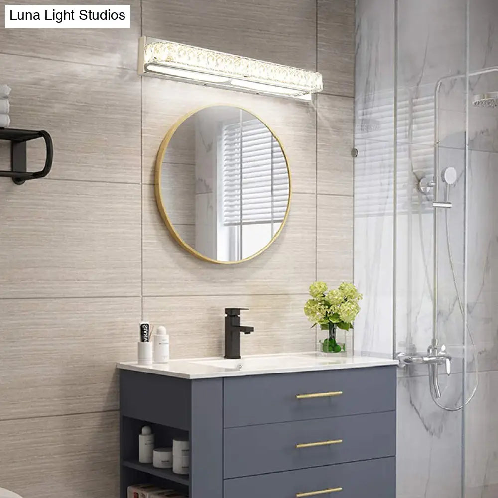 Stainless Steel Bathroom Vanity Sconces With Crystal Embedded Mirror Lights