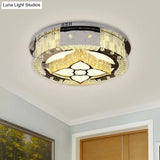 Stainless Steel Led Ceiling Lamp With Clear Crystal Design For Bedroom Flush Mount