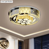 Stainless Steel Led Ceiling Lamp With Clear Crystal Design For Bedroom Flush Mount