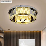 Stainless Steel Led Ceiling Lamp With Clear Crystal Design For Bedroom Flush Mount