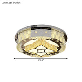 Stainless Steel Led Ceiling Lamp With Clear Crystal Design For Bedroom Flush Mount