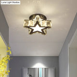 Stainless - Steel Led Crystal Flush Mount Ceiling Light: Modern Star Design For Corridors