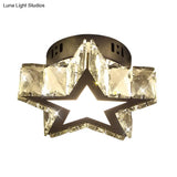 Stainless - Steel Led Crystal Flush Mount Ceiling Light: Modern Star Design For Corridors