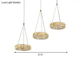 Stainless-Steel Led Swag Light With Clear Rectangular-Cut Crystals And Multi Suspension Design