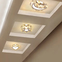 Stainless Steel Moon Flushmount Led Crystal Hallway Light Clear
