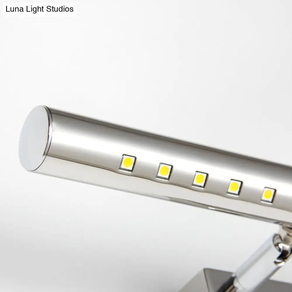 Stainless Steel Vanity Lamp: Minimalist Nickel Led Wall Light With Pivot Joint