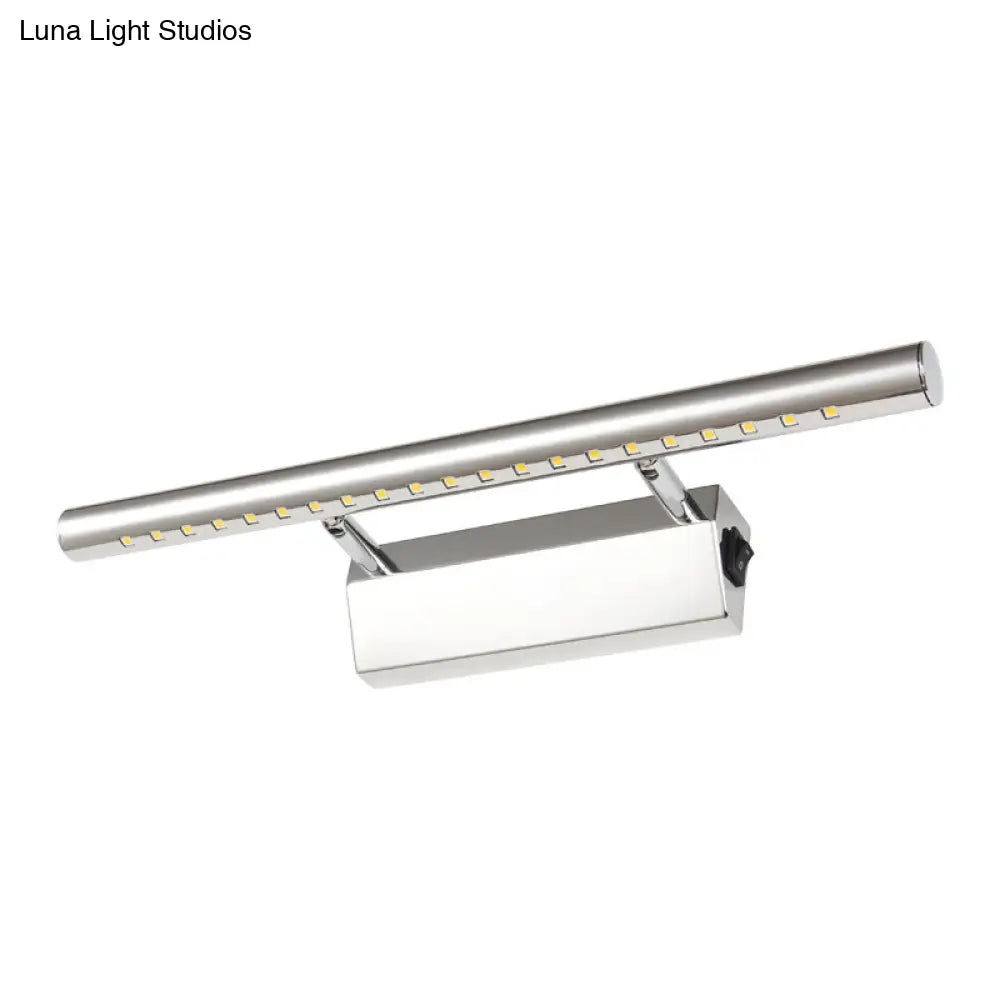 Stainless Steel Vanity Lamp: Minimalist Nickel Led Wall Light With Pivot Joint