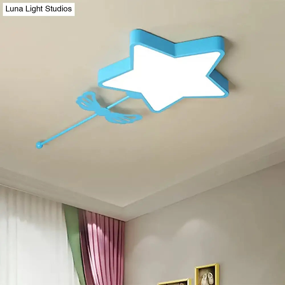 Star Acrylic Ceiling Light For Modern Kid’s Bedroom - Flush Mount Fixture