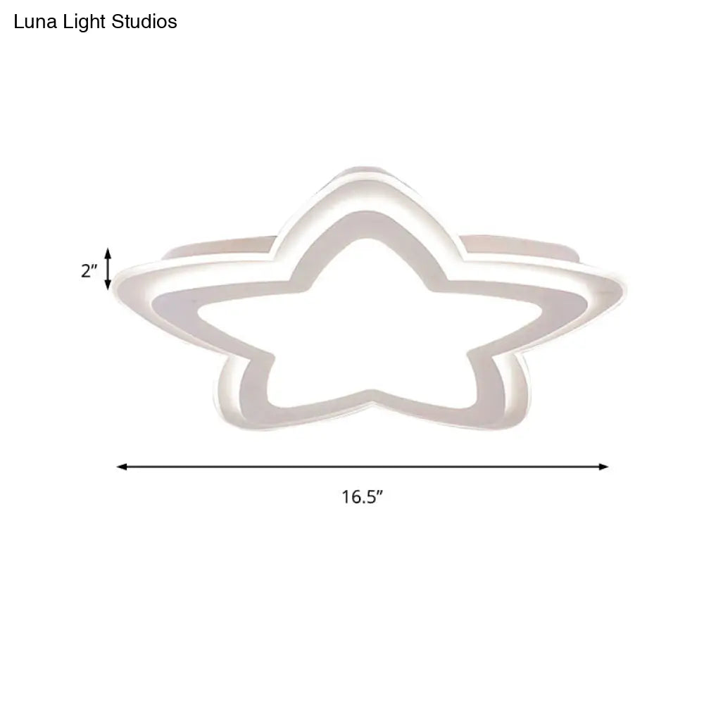 Star - Shaped Acrylic Flush Mount Light For Child’s Bedroom With Simple White Style