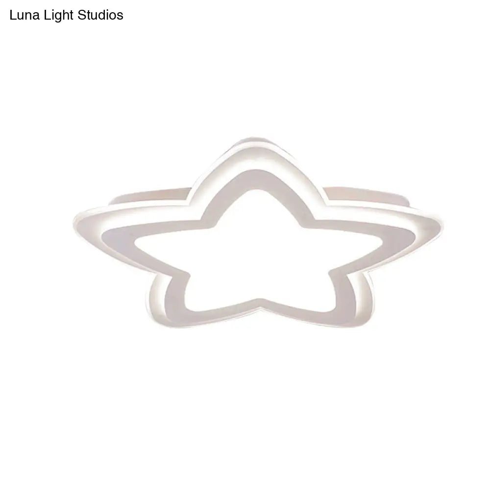 Star - Shaped Acrylic Flush Mount Light For Child’s Bedroom With Simple White Style